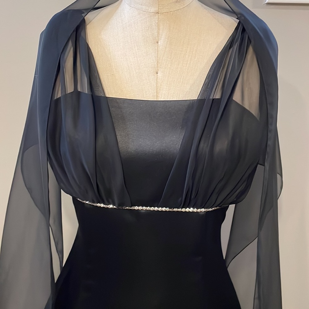 GO Jane A-line satin bridesmaid dress with beaded and sheer detail - Picture 2 of 9